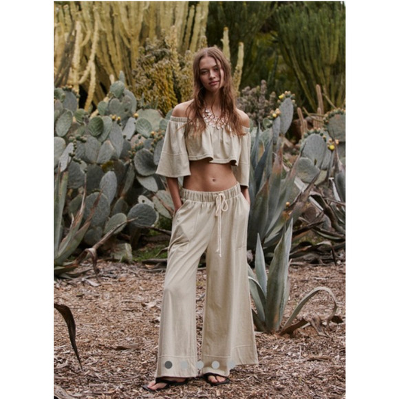 Free People Lacey Set Wide Leg Cropped Top XS NEW
